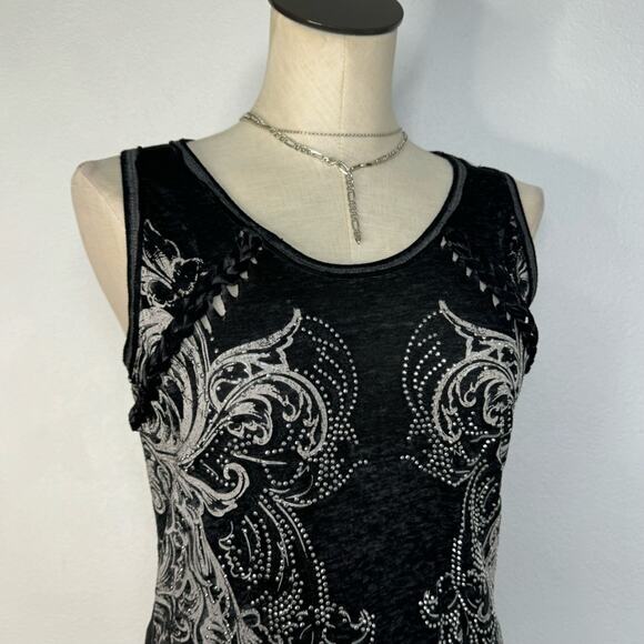 Rhinestone Cyber Y2K Semi Sheer Tank Top Size XS - Picture 3 of 7